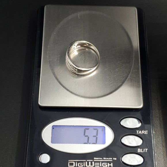 Size 9.75 Sterling Silver White Topaz Channel Gemstone Band Ring - Picture 8 of 8